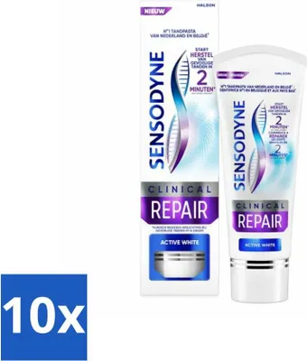 Productafbeelding van Sensodyne - Tandpasta - Clinical Repair - Active White - Herstelt het tandglazuur - 75 ml - Voordeelverpakking - 10 stuks