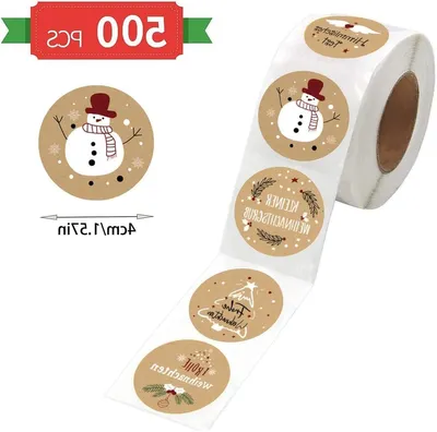 500 Stück Selbstklebende Weihnachtsaufkleber - 4 cm Runde Etiketten für Geschenke, Festdekoration und Verpackung