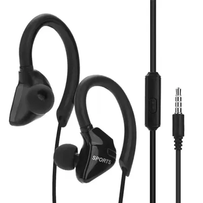 Produktbild von Kabelgebundene Sport-Kopfhörer G3, IPX5 wasserdicht, 3,5mm, mit Mikrofon – Schwarz
