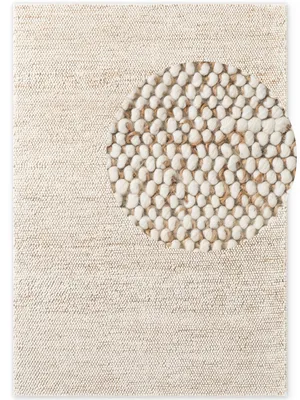 Immagine prodotto di Tappeto in juta e lana Villeroy & Boch, motivo "Peas", colore naturale crema beige, realizzato a mano, resistente