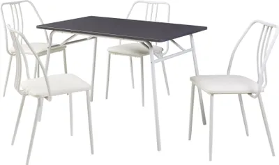 Image de Ensemble de salle à manger 'Omso' 5 pièces table de salle à manger avec 4 chaises 110 x 70 cm plateau de table rectangulaire gris/blanc