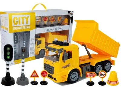 Immagine prodotto di Set di cassone ribaltabile 1:14 Segnaletica stradale Luci Autovelox Giallo