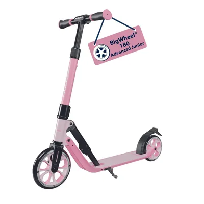 Produktbild von HUDORA BigWheel® 180 Advanced Junior - Rosé -  Kinder Roller ab 3 Jahre - Höhenjustierbarer City Roller mit Reflektoren - bis 60 kg