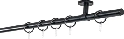 Produktbild von Gardinenstange auf Maß 20mm Match 1-lauf Deckenträger 4cm Größe: 270cm, Farbvariante: Schwarz