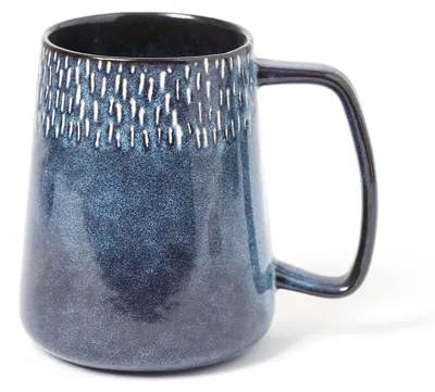 Keramik-Kaffeetasse 700 ml mit Deckel & Löffel, Blau