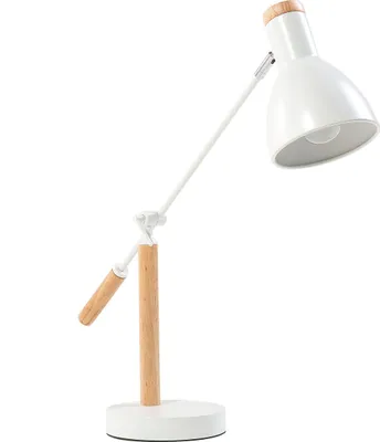 Zdjęcie produktu dla BELIANI Lampa biurkowa biała jasne drewno regulowana szkolna nocna domowe biuro sypialnia pokój dziecięcy metalowa