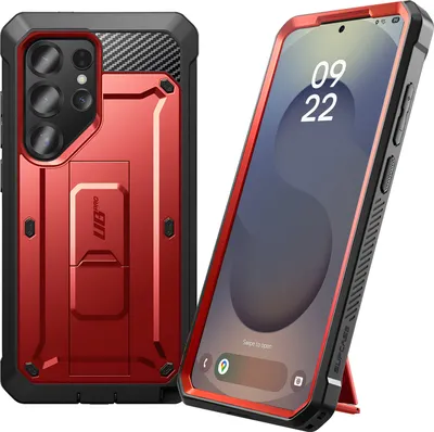 A product shot of a phone case and a phone with a case on it.