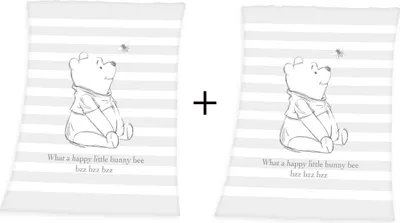 Produktbild von 2er-Set: Disney´s Winnie the Pooh Baby Flauschdecke Schmusedecke 75 x 100 cm, grau+grau