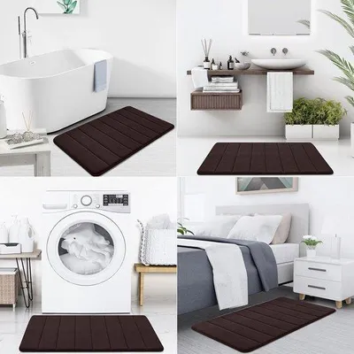 Produktbild von Famanu Badmatte aus Memory-Schaum - absorberend, rutschfest, waschbar, 60 x 90 cm, braun