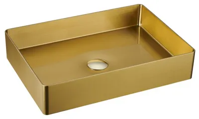 Imagen del producto de Lavabo de acero inoxidable Sapho AURUM, 50x35,2 cm, con desagüe incluido, color dorado mate