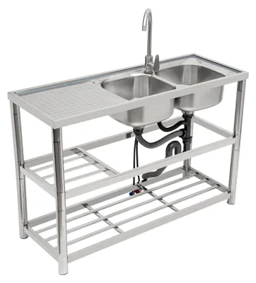 Produktbild von Freistehendes gewerbliches Spülbecken-Set aus Edelstahl für Restaurants und Küchen