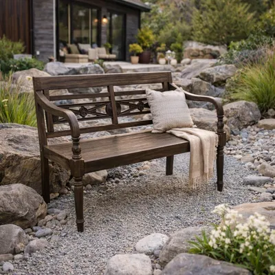 Produktbild von Massive Teakholz Sitzbank CHRISTOS 100cm brown Outdoor Gartenbank