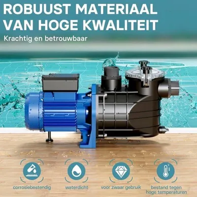 Imagen del producto de Bomba para piscina con motor de 1500 vatios, caudal de 22.500 litros por hora e incorporado prefiltro