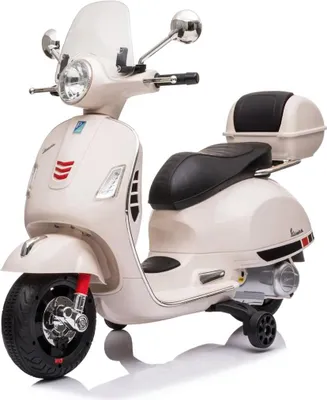 Immagine prodotto di Monopattino elettrico Vespa GT per bambini 7,2 V (3–6 anni) – Con licenza ufficiale, con vano portaoggetti, rotelle e sedile in pelle – Monopattino elettrico per bambini – Bianco