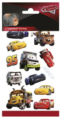 Produktbild von Cars Kinder Tattoos Set – 12 temporäre Motive zum Aufkleben, 20 x 10 cm