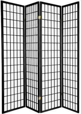 Produktbild von Fine Asianliving Japanische Paravent Raumteiler Shoji Fine Asianliving Japanische Paravent Raumteiler Trennwand B180xH180cm 4-teilig Shoji Reispapier Schwarz Raumtrenner Spanische Wand Sichtschutz Trennwand  -