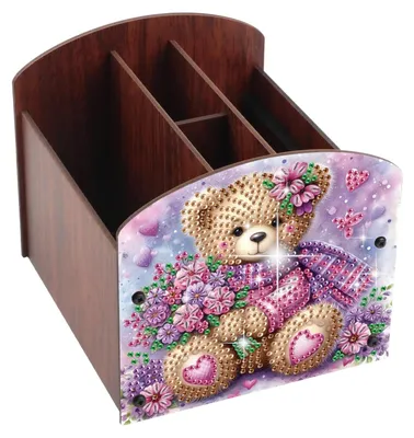 Diamond Painting Aufbewahrungsbox, 4 Fächer, 14 x 15 x 13 cm, Holz