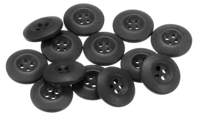 Produktbild von Runde Nähknöpfe, 18 mm - 12 Stück, schwarze Kunststoffknöpfe mit 4 Löchern