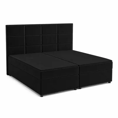 Produktbild von Kontinentalbett RIO in Schwarz 120 x 108 x 200 cm mit Topper und Bettkasten, KI-generiertes Bild