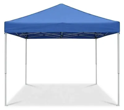 Produktbild von Faltpavillon - Pop Up Zelt 3x3 m - Stahlrahmen mit Kreuzverstrebung - Dachfenster für Lichteinfall - Ohne Seitenwände - Blau