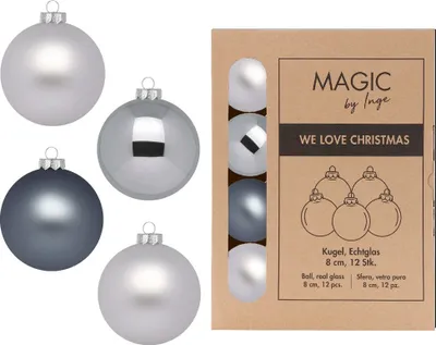 Produktbild von Inge Glas - Kugeln in Box / 12Stk - Haze Grey - 8 cm - Glas