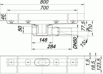 Produktbild von DALLMER Duschrinne CeraLine W 700mm, DN 50 Bauhöhe 110mm, 520135