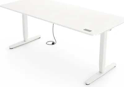 Produktbild von Yaasa Desk Pro Höhenverstellbarer Schreibtisch Elektrisch 200 x 80 cm, Weiß/Weiß – Ergo Touch Handschalter – 9 Speicherfunktionen – Höhenanzeige