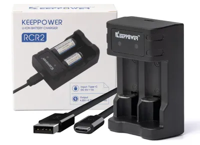 Produktbild von Keeppower RCR2 Ladegerät für RCR2 RCR123A 16340 18350 3,6V - 3,7V  Li-Ionen Akkus