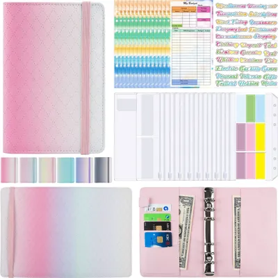 Produktbild von INF A6 Kunstleder Budgetplaner - Farbverlauf Pink Lila Grün