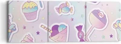 Produktbild von Bild auf Leinwand - Leinwandbild - Süßigkeiten Süßigkeiten Kinder Kuchen - 90x30cm - Wand Bild - Wanddeko - Leinwanddruck - Bilder - Kunstdruck - Leinwand bilder - Wandkunst - CA90x30-2919
