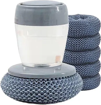 Produktbild von Küchenborstel Set - Dispenser für Geschirr - Serviettenreiniger - 6 Stücke - Grau