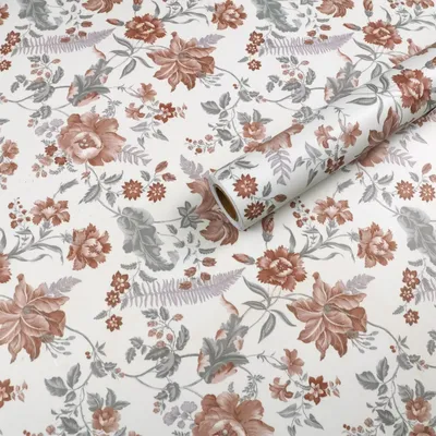 Immagine prodotto di Pellicola adesiva per mobili Pellicola adesiva per pareti Bianco Motivo floreale Vintage 40x300cm
