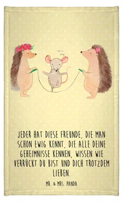 Produktbild von Mr. & Mrs. Panda Gästehandtuch Igel Seilhüpfen - Gelb Pastell - Geschenk, Frotteetuch, Lustige Sprüche, Baumwollhandtuch, handtuch gäste wc, Maus, Gästetuch, Kindergarten