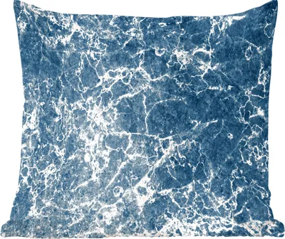 Produktbild von MuchoWow® Zierkissen Sofakissen Wohnzimmer Dekokissen 40x40 cm Marmor - Blau - Weiß - Foto Kissen - Schlafzimmer Dekoration