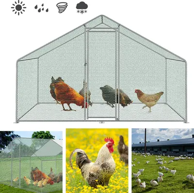 Produktbild von Yakimz Hühnerstall Hühnerhaus 3x2x2m Voliere Geflügelstall Verzinkter Freilaufgehege Für Küken