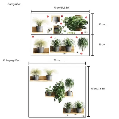 Produktbild von Zimtky Wandaufkleber 3D-Effekt Bonsai Grün, 2er-Set (je 25x70cm), hochwertig, entfernbar, wasserdicht, ungiftig, umweltfreundlich, kaschiert Wandunebenheiten.