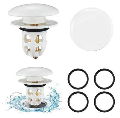 Immagine prodotto di Tappi per scarico lavabo, 2 pezzi, in Vetroceramica, a pressione, universali, con griglia