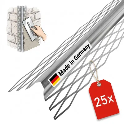 Produktbild von PROTEKTOR 1007 Kantenprofil für den Innenputz 200cm, 25 Stück Silber 10mm Putzstärke, Innenputz Trockenbau, korrosionsbeständig