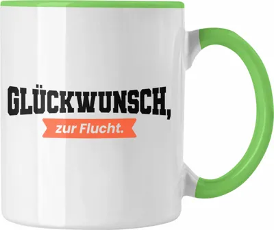 Produktbild von Trendation - Jobwechsel Tasse Geschenk Kollege Kollegin Lustig Abschiedsgeschenk Sprüche Glückwunsch Zur Flucht Abschied (Grün)
