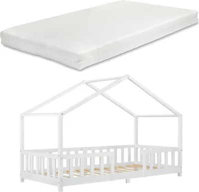 Obrázok produktu pre Detská posteľ "Treviolo" s matracom a ochranou proti vypadnutiu 90x200cm biela