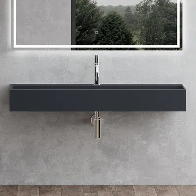 Produktbild von Mai&Mai, Waschbecken, Mineralguss, Anthrazit matt, 120x40x12cm, Armaturloch, Aufsatz- und Hängewaschbecken, Col6028, DIN-Anschlüsse