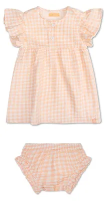 Productafbeelding van Swim Essentials Beachwear Meisjesjurk - Mousseline - Oranje/wit - Sunset Grid