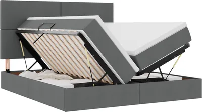 Zdjęcie produktu dla Łóżko z miejscem do przechowywania ciemnoszary 200 x 200 cm