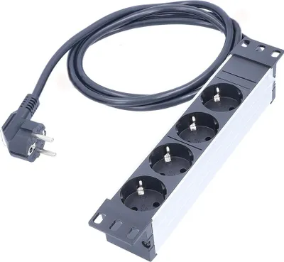 Image de as-Schwabe Multiprise 4 prises RACK 10 pouces 2 m Réseau Multiprise