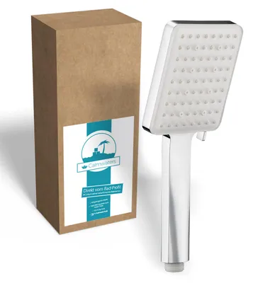 Produktbild von Calmwaters® Handbrause Modern Square 2 mit 6 Strahlarten, Handbrause Duschkopf groß, XXL Duschkopf Regendusche, Sprayplatte mit 80 Düsen, Anti-Kalk-Funktion, Kunststoff, Chrom-Weiß, 17AG6133