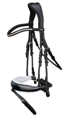 Produktbild von Schockemöhle Sports Anatomische Trense Malibu Trensenzaum Black / Patent / White / Silver WB XL