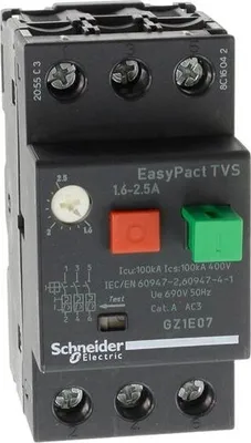 Zdjęcie produktu dla Wyłącznik silnikowy 3-biegunowy 0.75kW 1.6-2.5A Wyłącznik Schneider GZ1E07