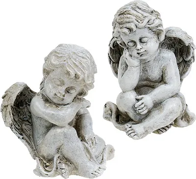 Produktbild von Engel Skulpturen Set Grau 11cm - Wetterfeste Grabdeko und Wohnaccessoire, 4-teilig, 4 Stück