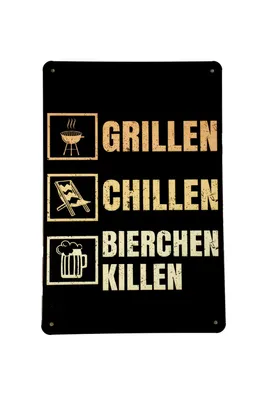 Produktbild von Grillen und Chillen Blechschild 20x30 cm Vintage Metallschild
