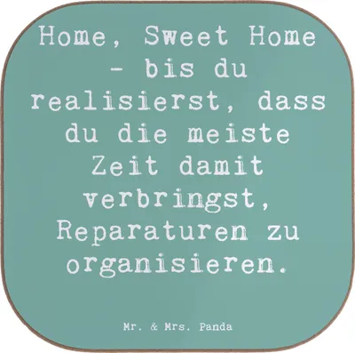 Produktbild von Mr. & Mrs. Panda Untersetzer Glas Spruch Geborgenheit im Zuhause - Meeresbrise - Geschenk, Liebe, Coaster, gläseruntersetzer, Motivation, Wohngefühl, Gefühl, Gefühle